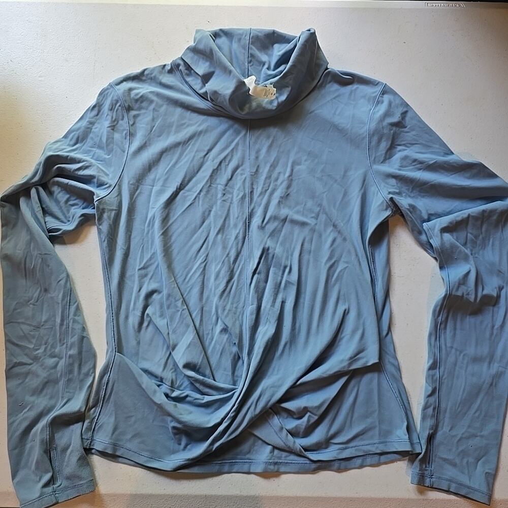 Lululemon Melodic Movement Top Womens 12 Long‎ Sleeve Funnel Neck Cascade Blue - Picture 2 of 9